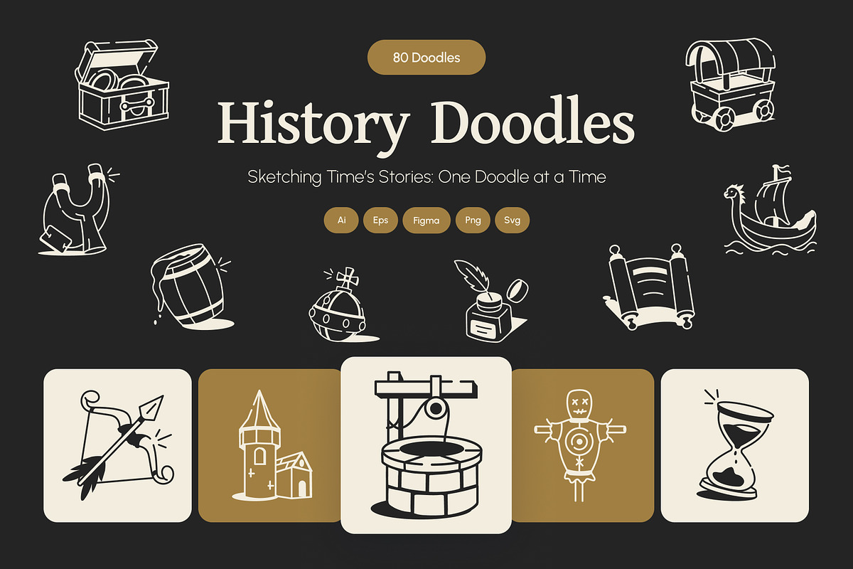 History Drawing Art Set, an Outline Icon by Vectors Market (Photo 1 of 7)