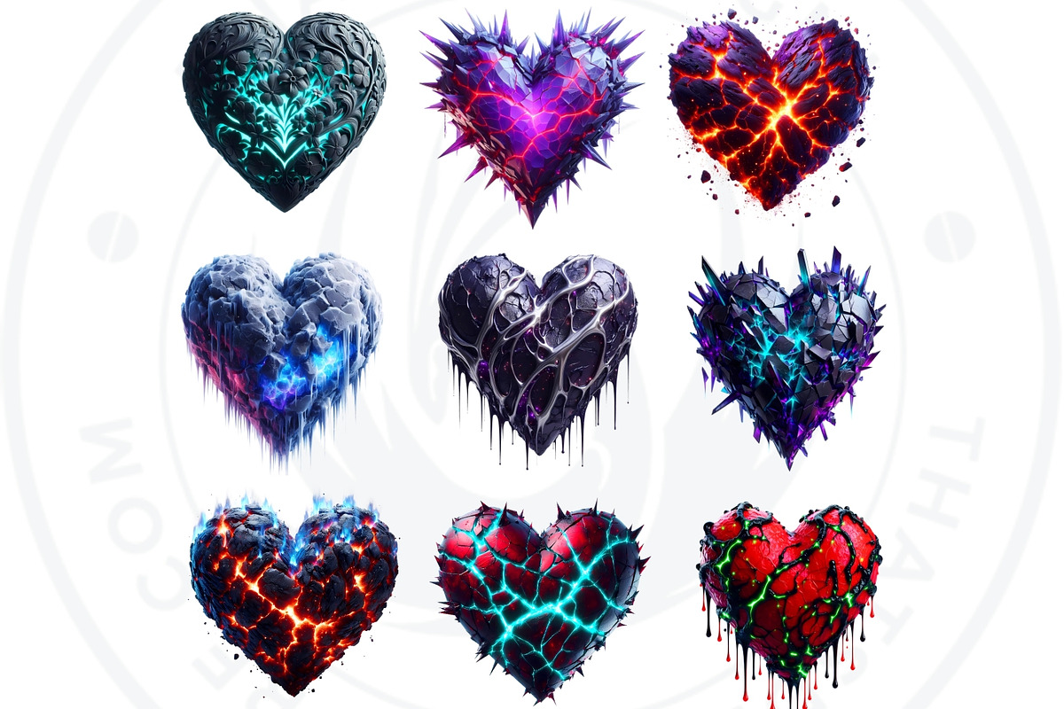 Dark Valentine Hearts clipart Set, a Seasonal Illustration by ThatsDesignArt (Photo 10 of 10)