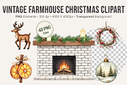 Vintage Farmhouse Christmas Clipart, an Illustration by Artnoy (Thumbnail 1 of 8)