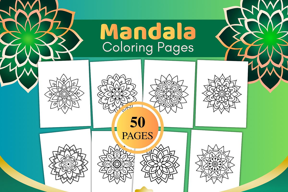 50 Simple Mandala Coloring Pages, an Object Illustration by SimoDigitalArt (Photo 2 of 5)