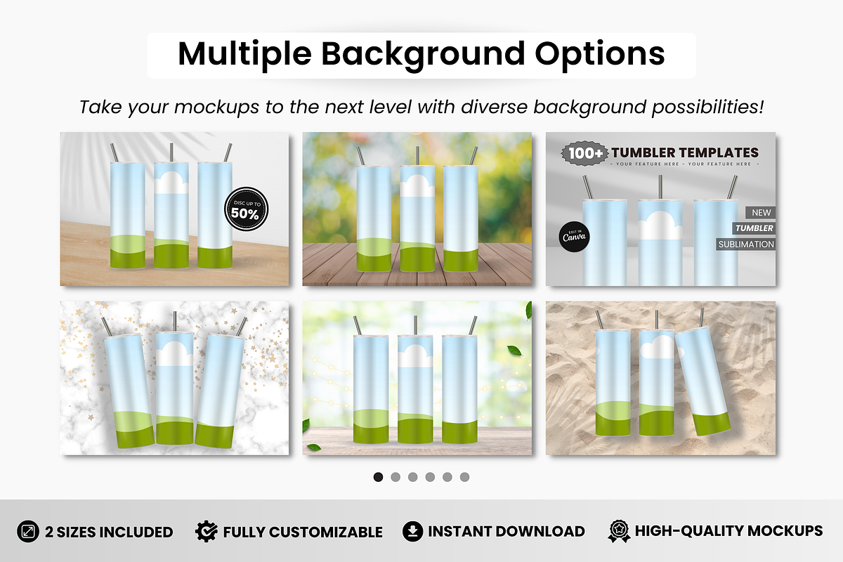 3 Skinny Tumblers Mockup Templates, a Cups & Container Mockup by DigiPax (Photo 3 of 10)