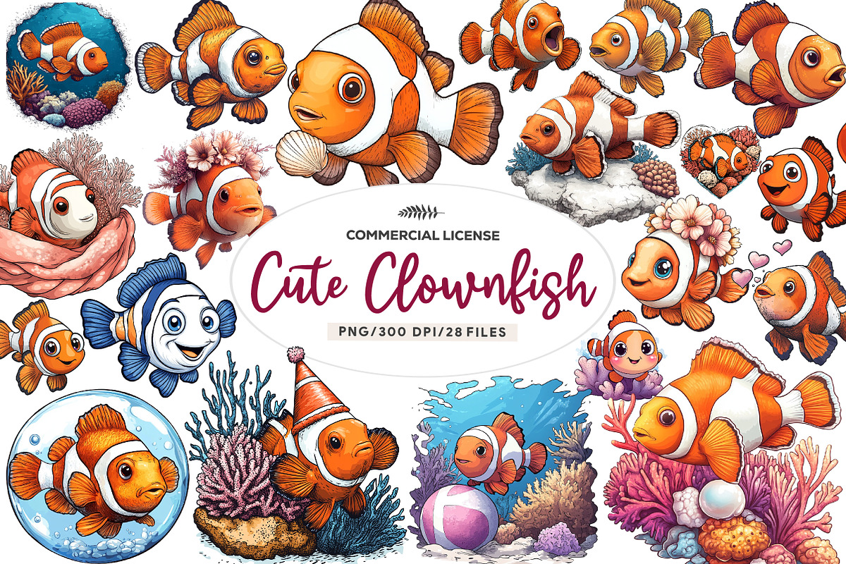 Cute Clownfish Clipart, an Illustration by CreationArt (Photo 1 of 9)