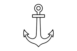 Black anchor symbol vector icon, an Outline Icon by Nurlan's shop