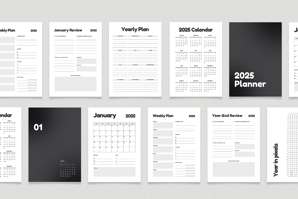 2025 Digital Planner Printable A4, a Print Template by The Chaos Project (Photo 7 of 8)