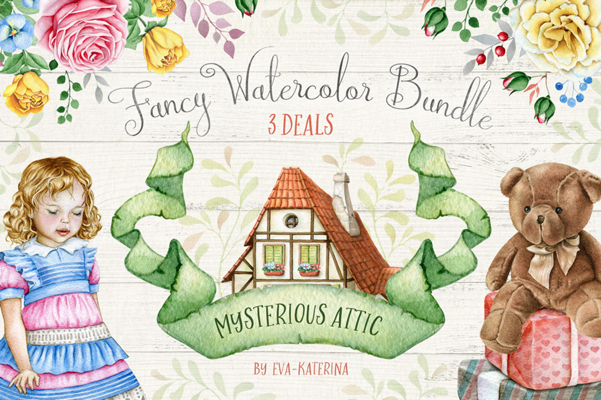 50%OFF Fancy Watercolor Bundle, a Texture Illustration by Eva Katerina (Photo 1 of 15)