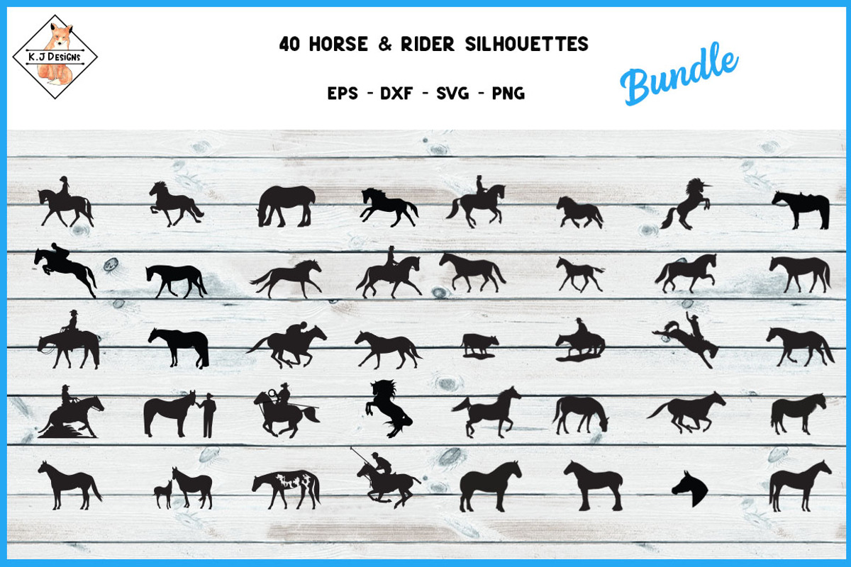 40 Horse Silhouette Bundle, an Illustration by Karen J