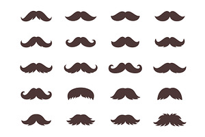 Brown moustache collection in flat, an Object Illustration by GraphiShop
