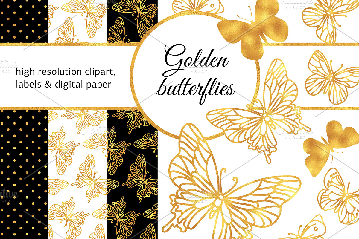 GOLDEN BUTTERFLIES, a Decorative Illustration by FARAWAYKINGDOM (Photo 1 of 5)