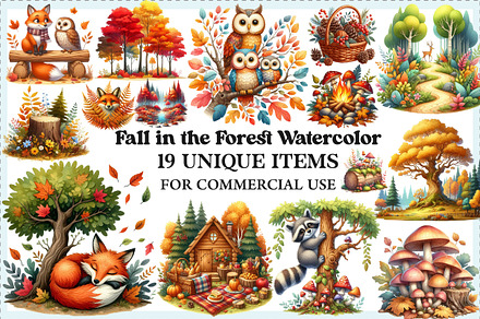 Fall in the Forest Watercolor PNG