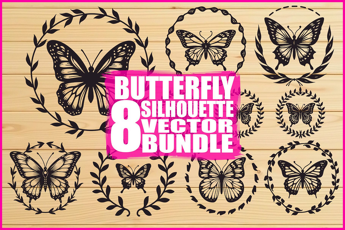 Butterfly Silhouette Vector Set, an Illustration by Designs_River (Photo 1 of 9)