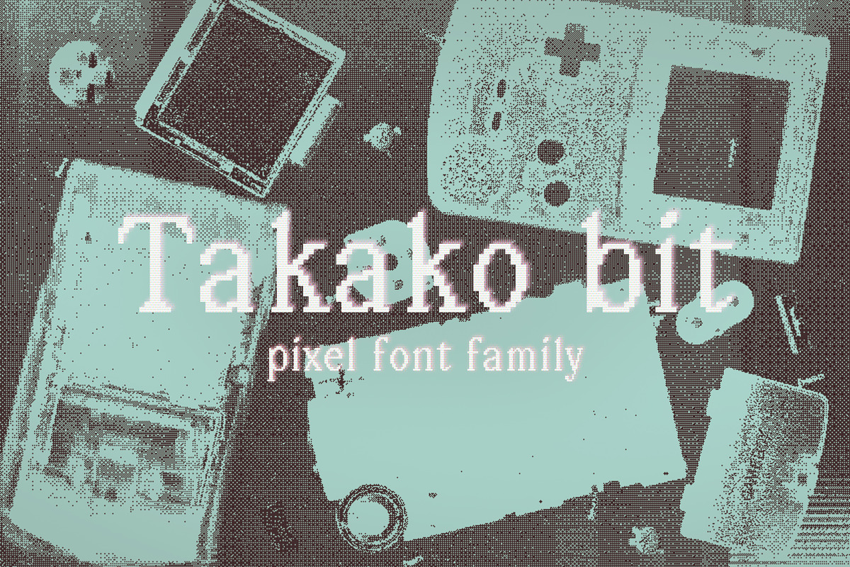 Takako bit - Pixel serif font family, a Serif Font by Gianluca_Bergo (Photo 1 of 11)