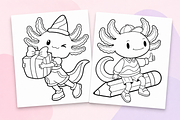 Cute Axolotl Coloring Pages for Kids, an Animal Illustration by Inkivelle Studio (Thumbnail 2 of 3)