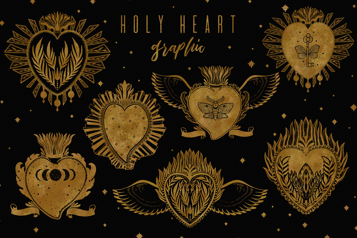 Holy heart.Graphic set.Update., a Decorative Illustration by Moonflora (Photo 2 of 8)