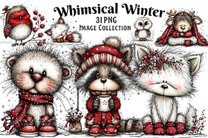 Whimsical Winter Clipart Bundle, an Illustration by Dream Creation