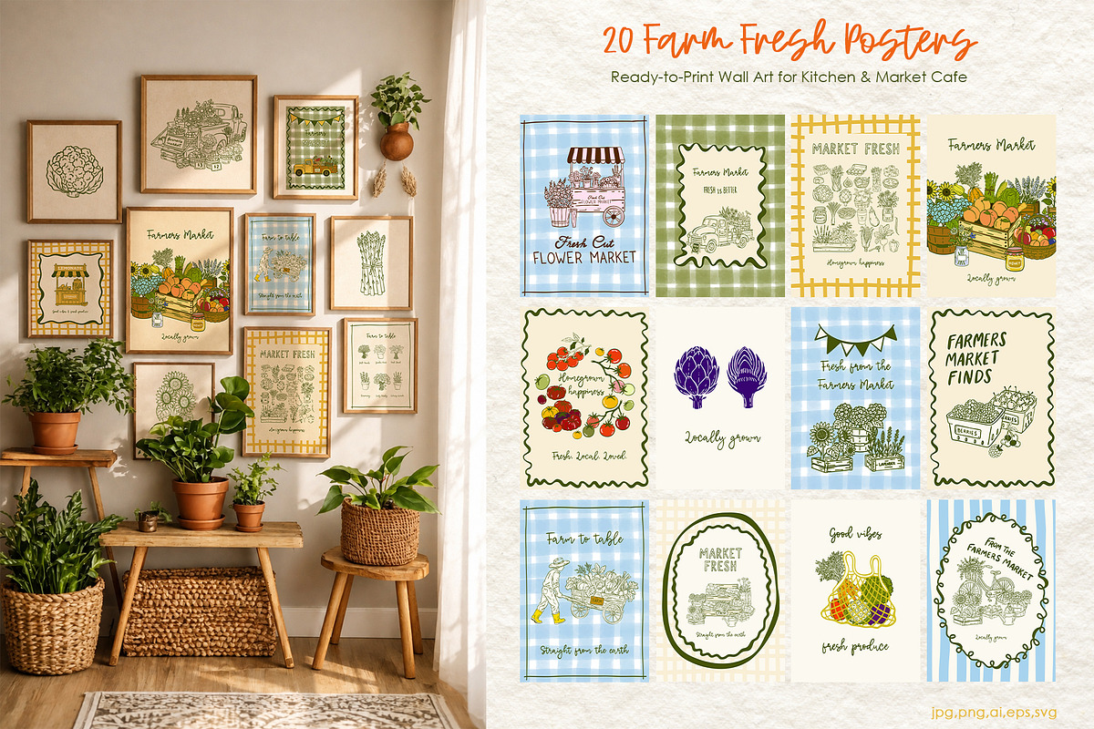 Farmers Market Clipart Naive Vector, a Food Illustration by SunnJaneArt (Photo 8 of 18)