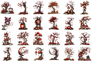 Vintage Tree Halloween Clipart, an Illustration by designcity5 (Thumbnail 2 of 5)