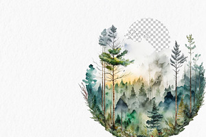 Spring Forest Watercolor Clipart PNG