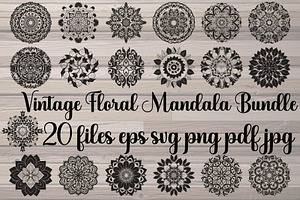 Vintage Floral Mandala Bundle, a Decorative Illustration by Designer_Momina