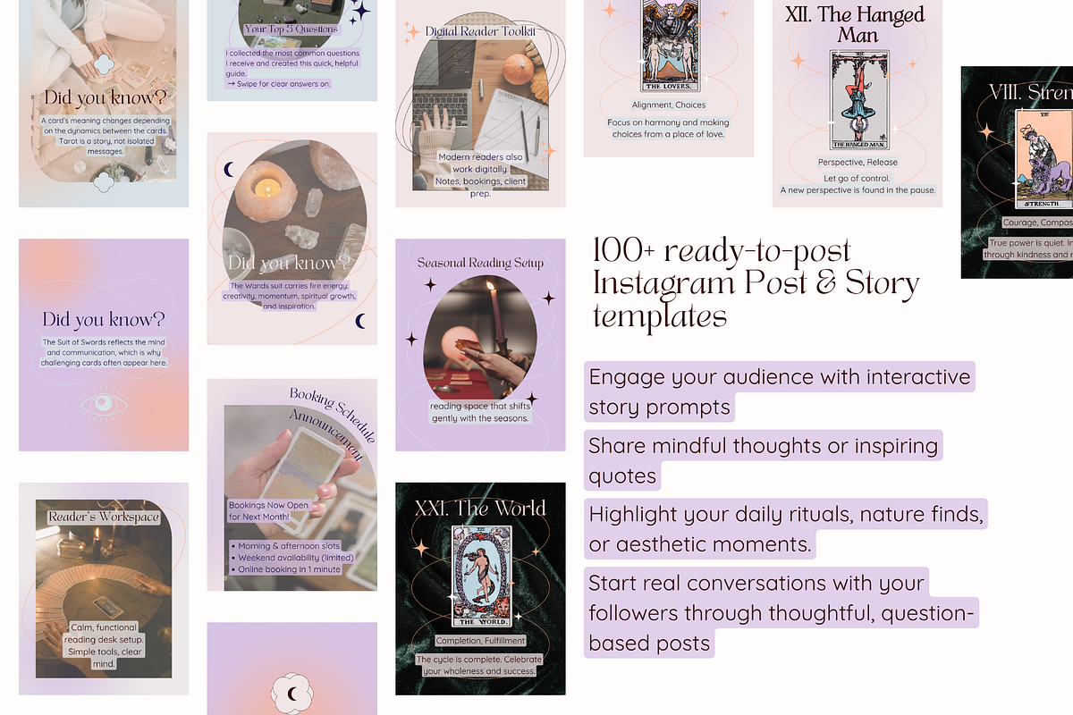 Tarot Reader Social Media Kit BUNDLE, a Social Media Template by Mochi Atelier (Photo 4 of 12)