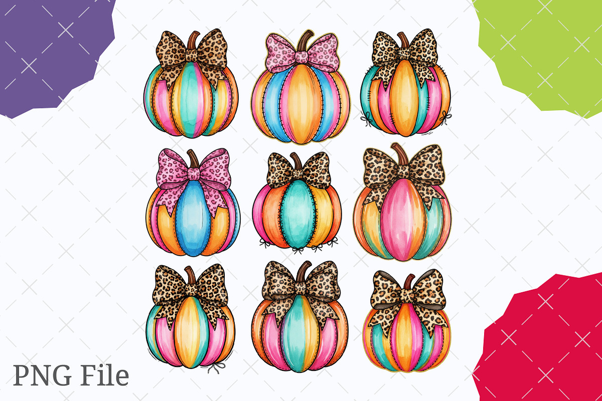 Brushstroke Pumpkin Leopard Bow PNG, an Illustration by designcity5 (Photo 1 of 8)