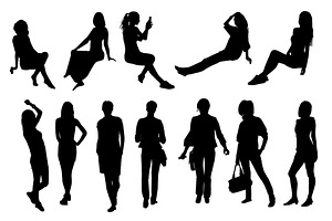 Silhouettes of girls and women 