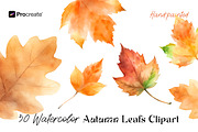 Watercolor Autumn Leaves Clipart, an Object Graphic by crafty (Thumbnail 1 of 5)