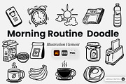 Morning Routine Doodle Illustration, an Object Graphic by SLAB! Design (Thumbnail 1 of 3)