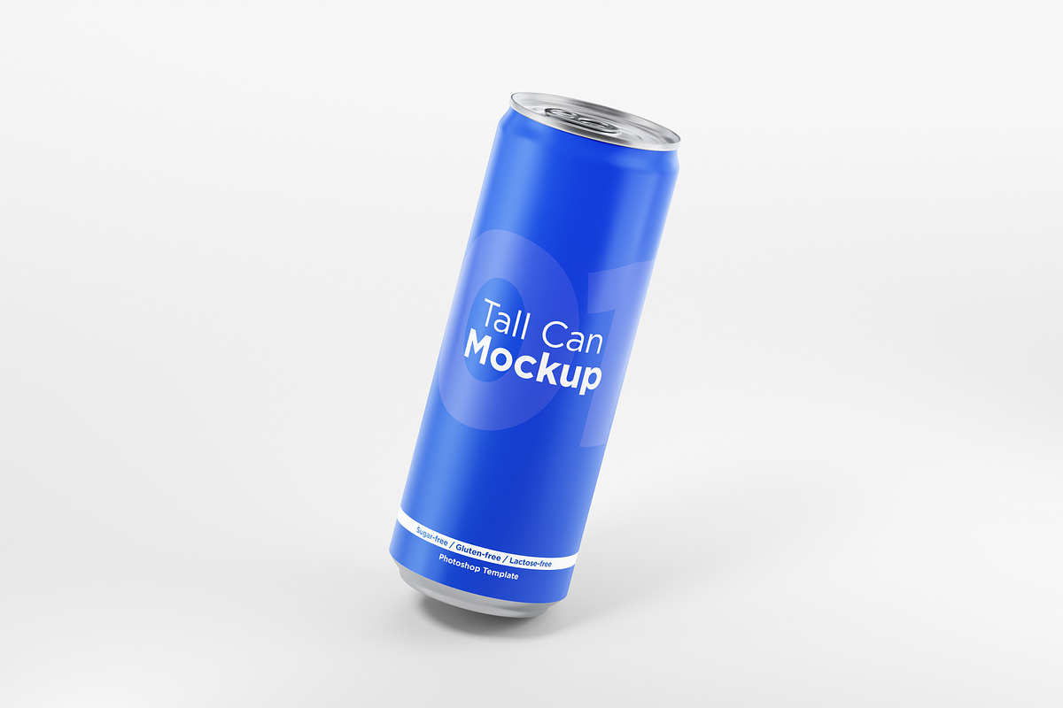 6 Tall Aluminum Cans Mockup Pack, a Cups & Container Mockup by DreamVisuals (Photo 4 of 7)