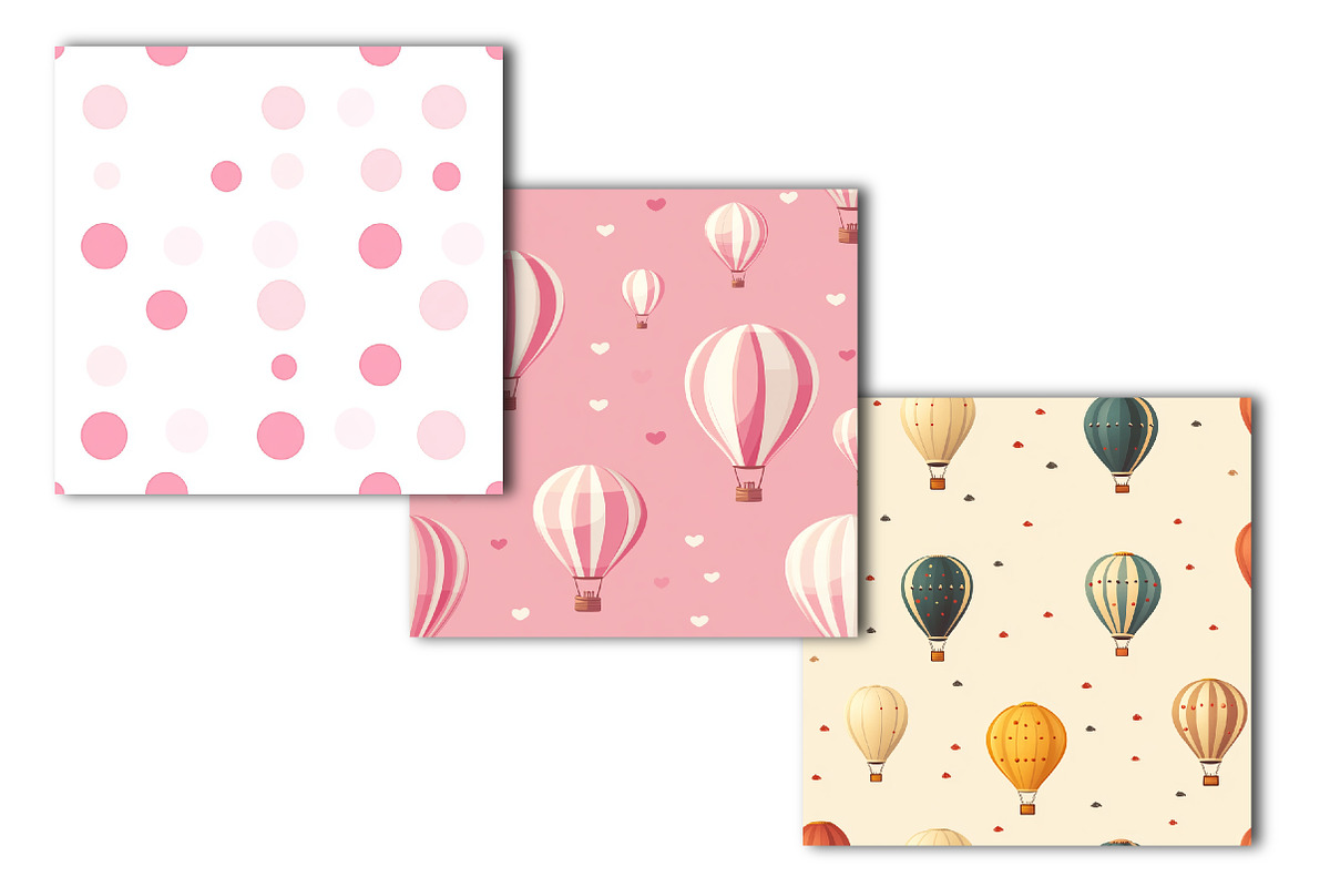 Hot Air Balloon Seamless Digital Pap, an Illustration by OK Design (Photo 4 of 4)