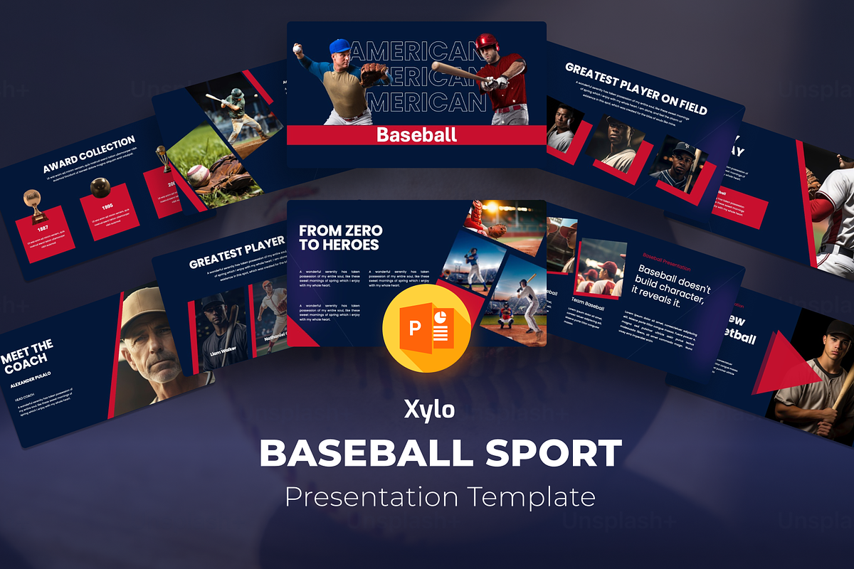 Xylo- Baseball Sports PowerPoint, a Presentation Template by Premast (Photo 1 of 4)