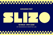 Slizo - Geometric Bold Expanded, a Sans Serif Font by roomspace creative lab (Thumbnail 1 of 12)