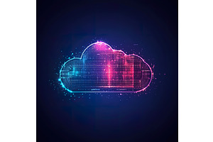 Digital cloud design with blue and, a Technology Illustration by Lermont51