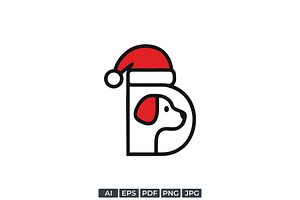 Letter D Dog Christmas Logo, a Branding & Logo Template by Vectorium Studio