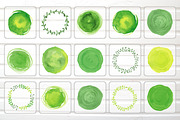 Green Watercolor Vector Logos Set, a Food Illustration by Happiestsim (Thumbnail 3 of 3)