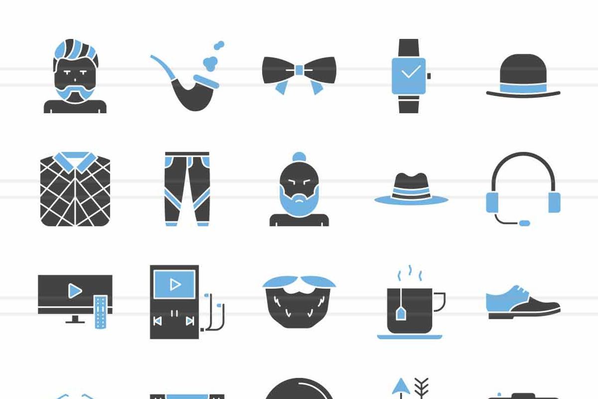 50 Hipster Blue & Black Icons, an Icon by IconBunny (Photo 2 of 2)