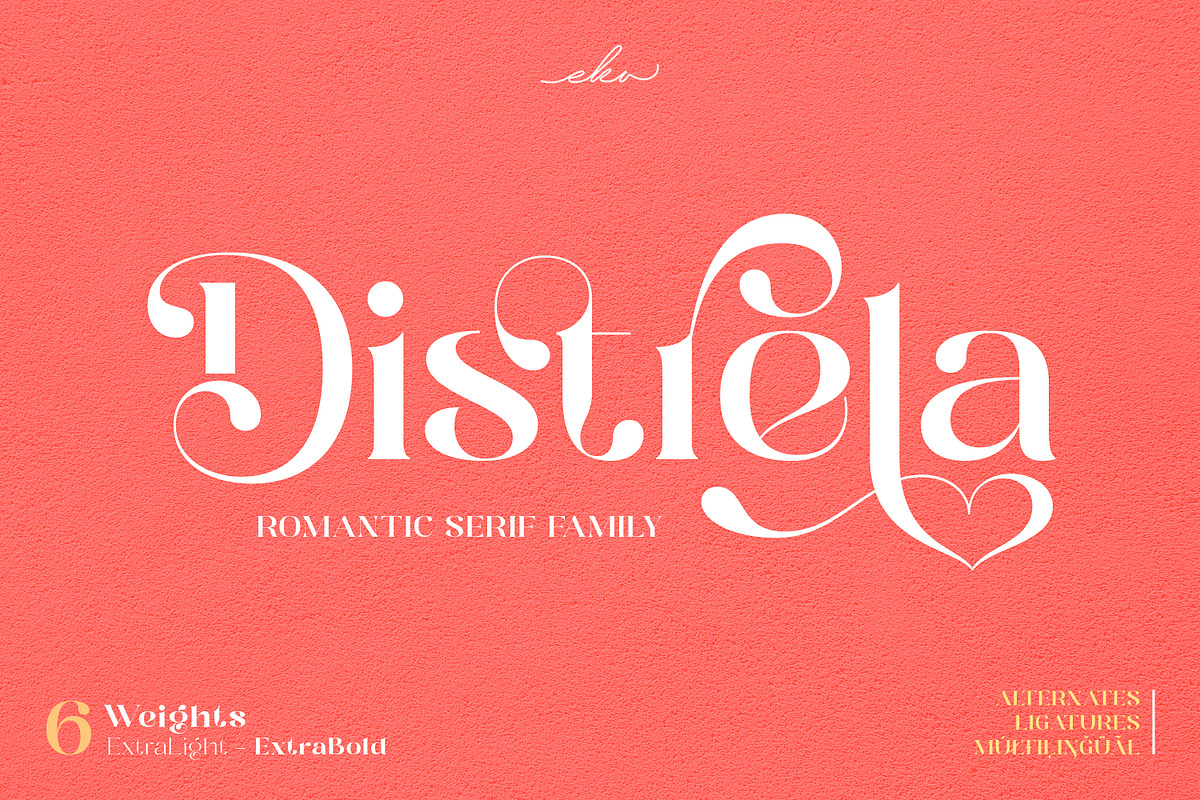 Distrela | Romantic Serif Font, a Serif Font by Ekahermawan (Photo 1 of 15)