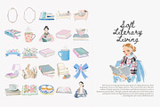 Soft literary living clipart bundle, a Decorative Illustration by Patishop Art (Thumbnail 4 of 8)