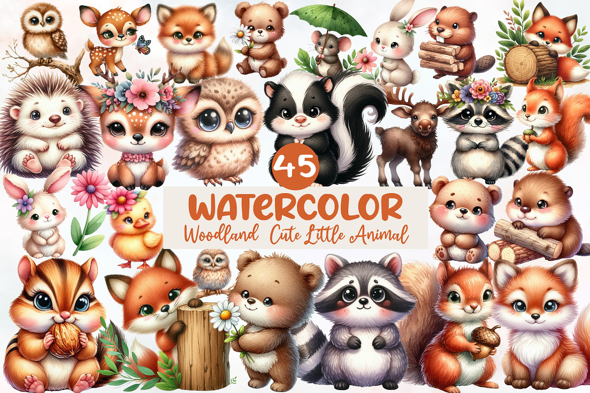 Woodland  Cute Little Animal Clipart, an Illustration by Designworld (Photo 1 of 6)