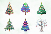 Cute Doodle Christmas Tree Clipart, an Illustration by Creative Art (Thumbnail 9 of 9)