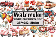 Valentine's Transportation Clipart, an Illustration by Design Market (Thumbnail 1 of 3)