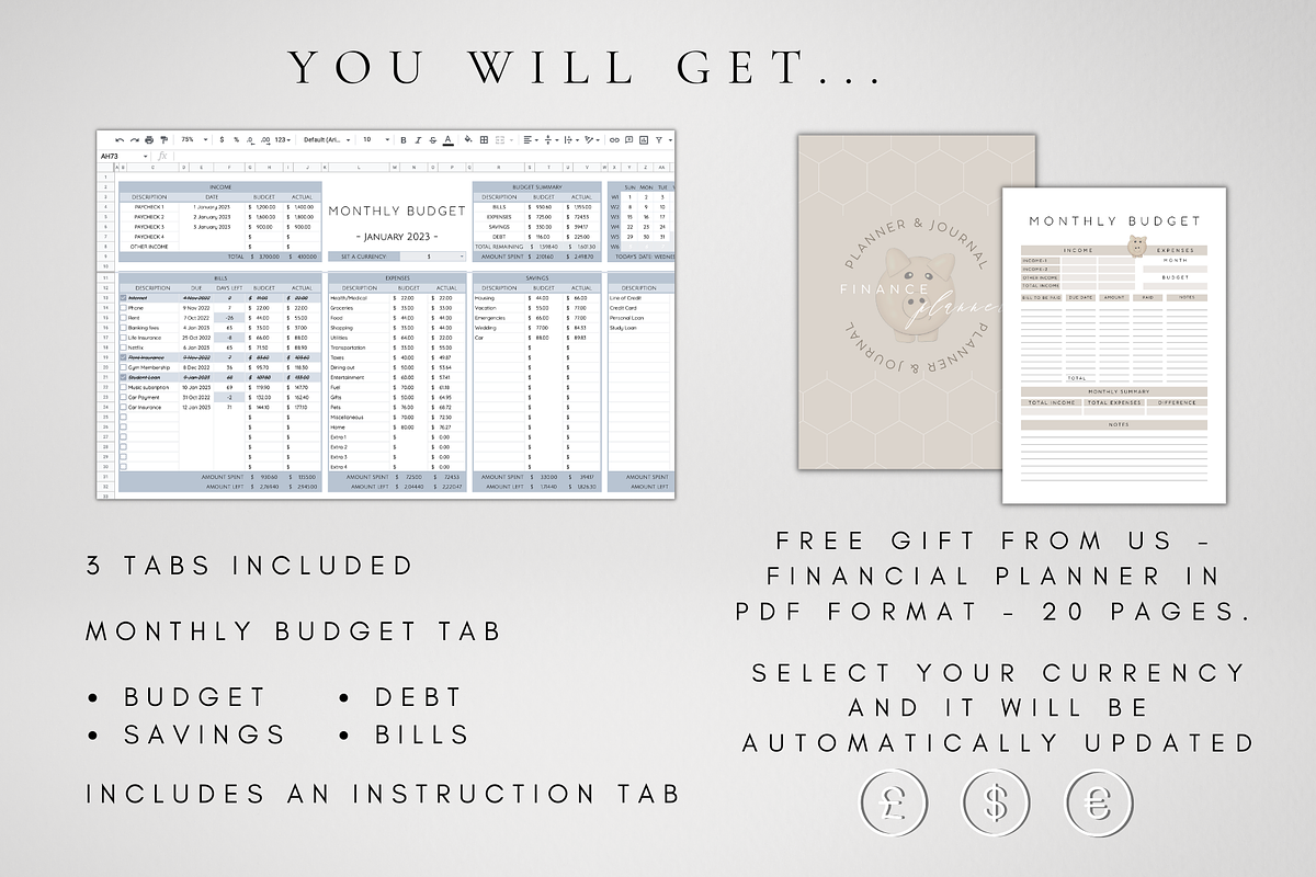 Ultimate Monthly Budget Tracker, a Templates & Theme by BRANDcontent (Photo 5 of 7)
