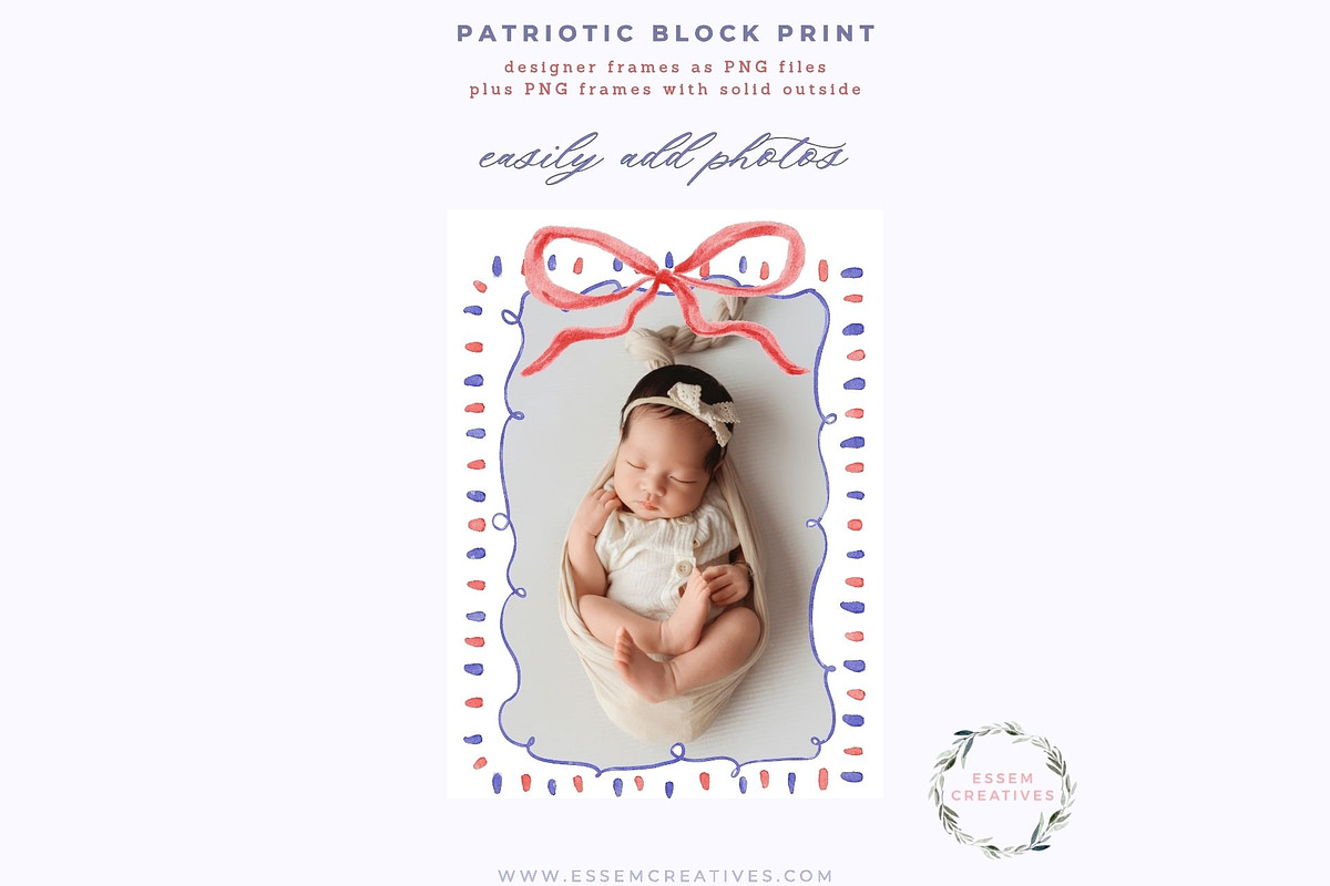 Patriotic Block Print Frames & PNG, a Seasonal Illustration by Essem Creatives (Photo 3 of 6)