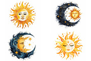 Celestial Sun & Moon, a Seasonal Illustration by artsy-fartsy (Thumbnail 3 of 5)