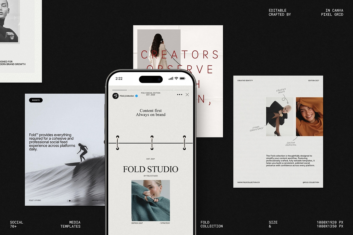 FOLD | Instagram Post & Story (I), a Social Media Template by Pixel Grid (Photo 1 of 10)