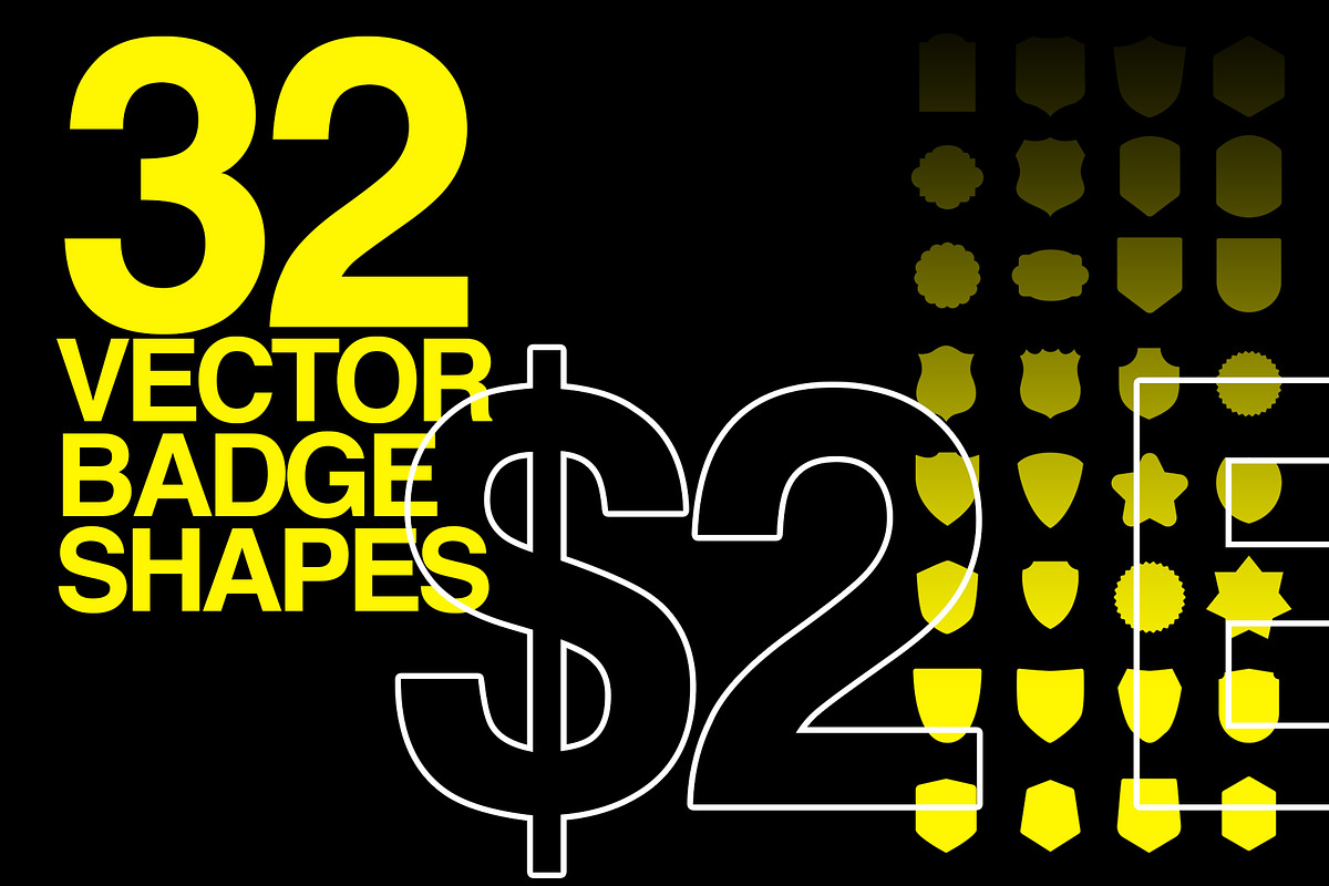 32 Vector Badge Shapes for Logos, an Object Graphic by P-G-H