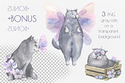 Butterflies Lilac Watercolor & Cats, an Illustration by NATASHA CHU (Thumbnail 4 of 4)