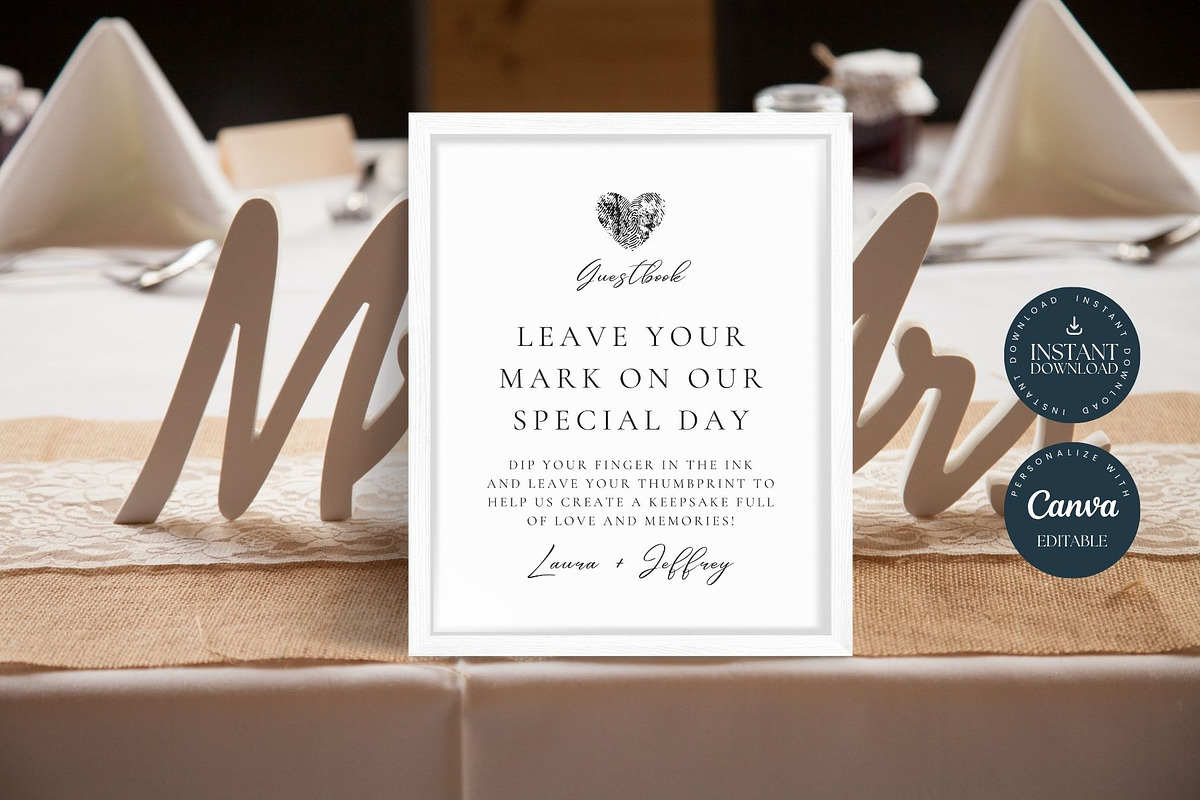 Wedding Thumbprint Guestbook Signs, a Stationery Template by Tracia Creative (Photo 4 of 4)