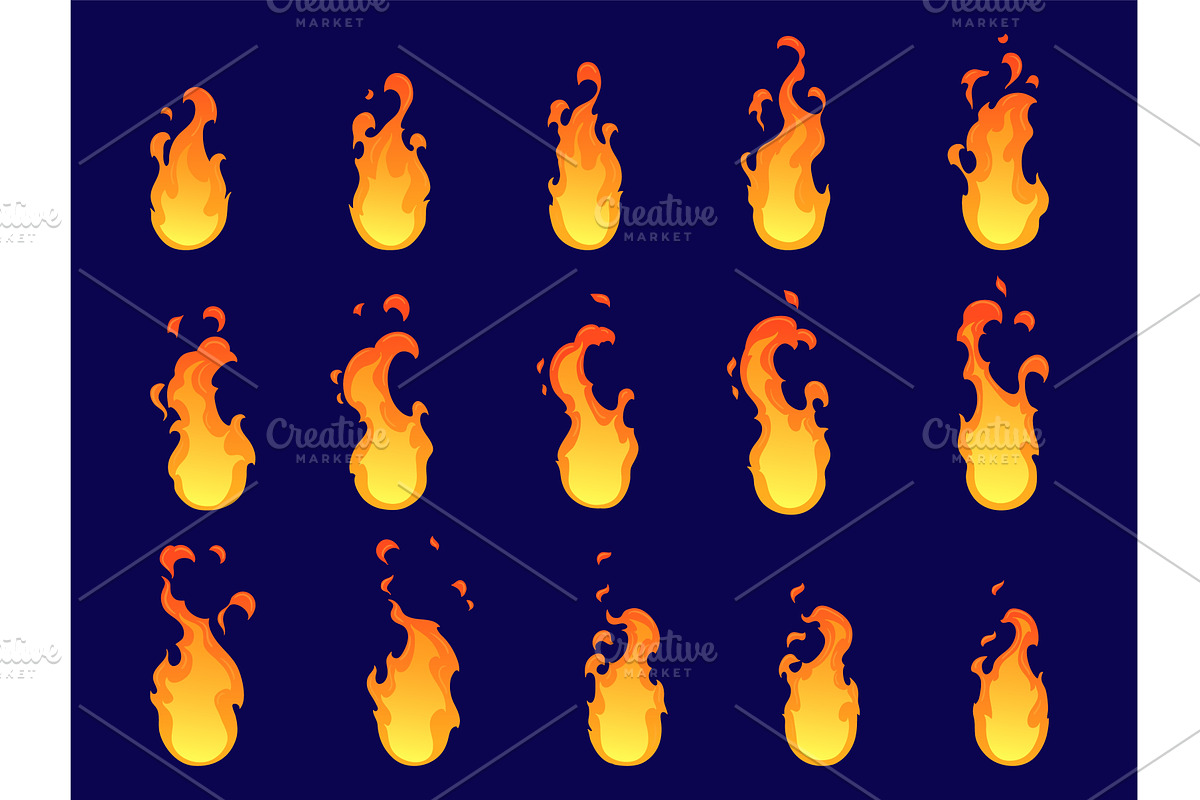 Fire sprite sheet. Flame pillar, an Object Illustration by Stock-Smart-Start