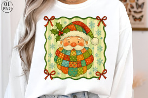 Vintage Santa Claus Face Patchwork P, an Illustration by Libby Wishes