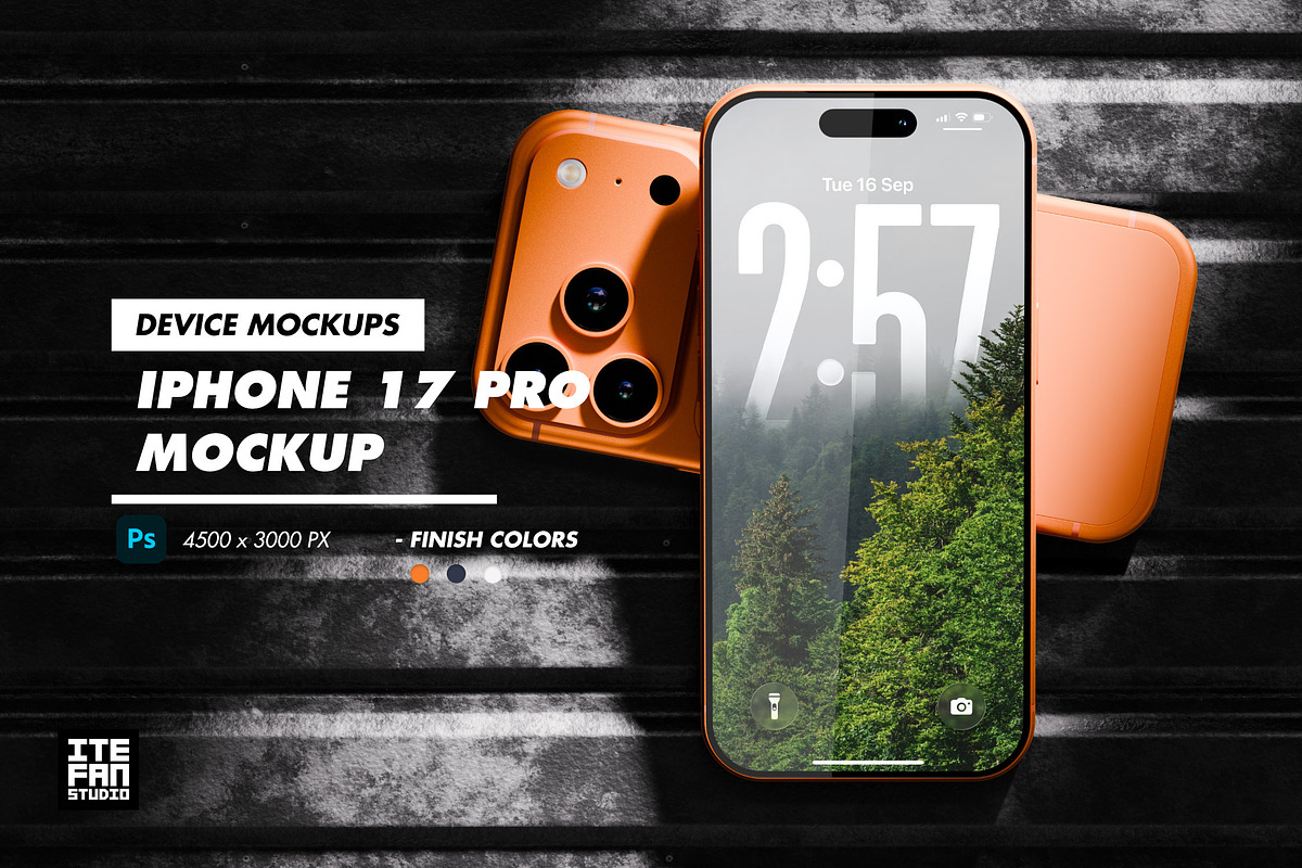 iPhone 17 Pro Mockup, a Product Mockup by itefan Studio (Photo 1 of 3)